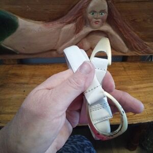 WCM  New York White Calf Skin Leather Belt Size S 31" with Gold Tone Buckle